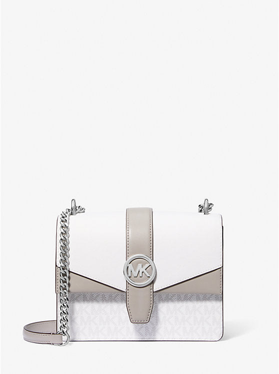 Womens' Michael Kors Greenwich Small Color-Block Signature Logo Crossbody Bag  OPTIC WHITE