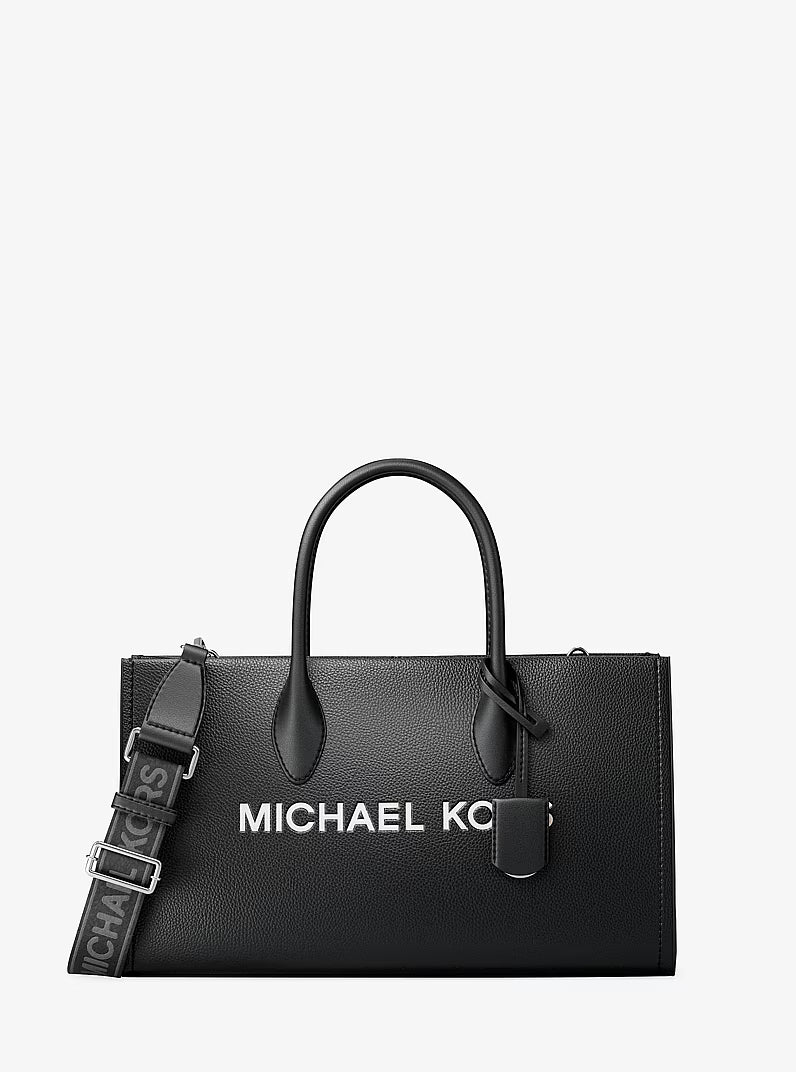 Michael Kors Women's Mirella Medium Pebbled Leather Satchel-Black