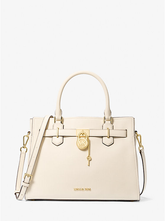 Women's Michael Kors Hamilton Medium Leather Satchel LT CREAM
