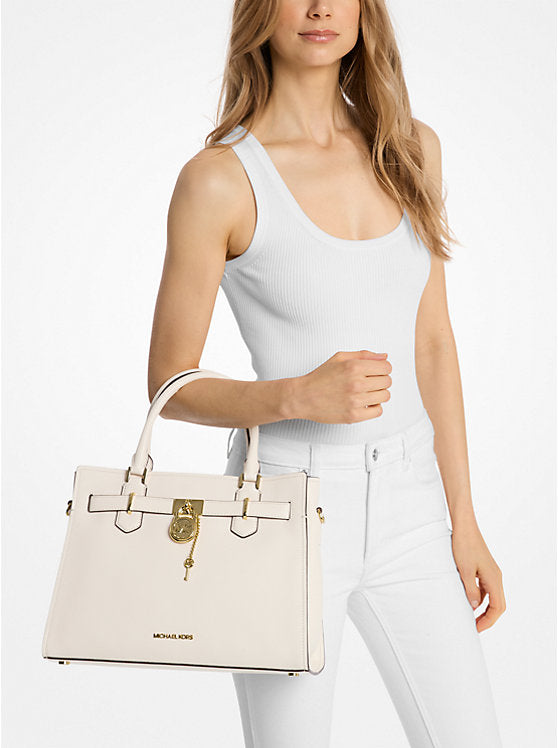 Women's Michael Kors Hamilton Medium Leather Satchel LT CREAM
