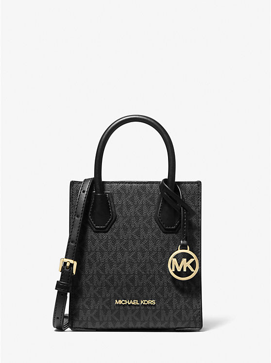 Michael Kors WOMENS' Mercer Extra-Small Logo and Leather Crossbody Bag BLACK