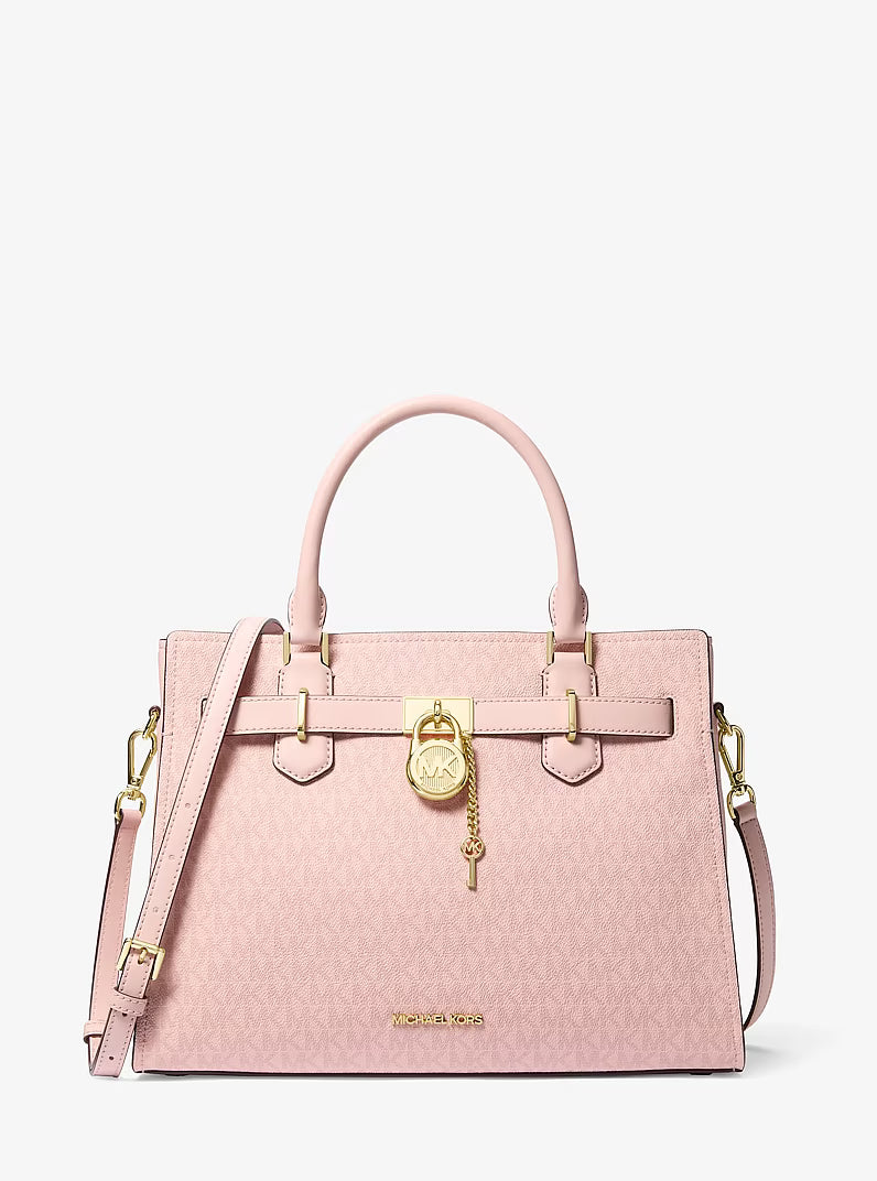 Michael Kors Women's Hamilton Medium Signature Logo Satchel-Pink