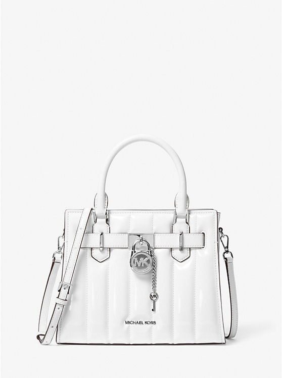 Michael Kors Womens' Hamilton Small Leather Satchel / white
