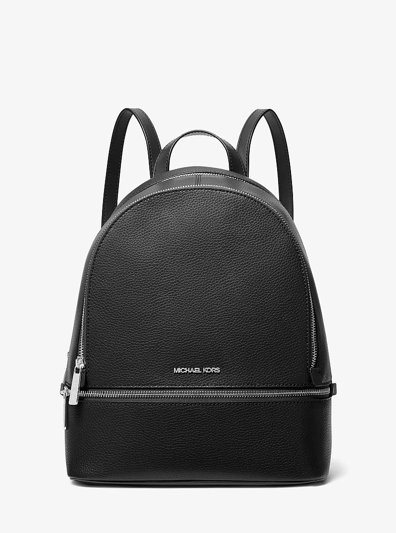 Michael Kors Women's Rhea Medium Pebbled Leather Backpack-Black