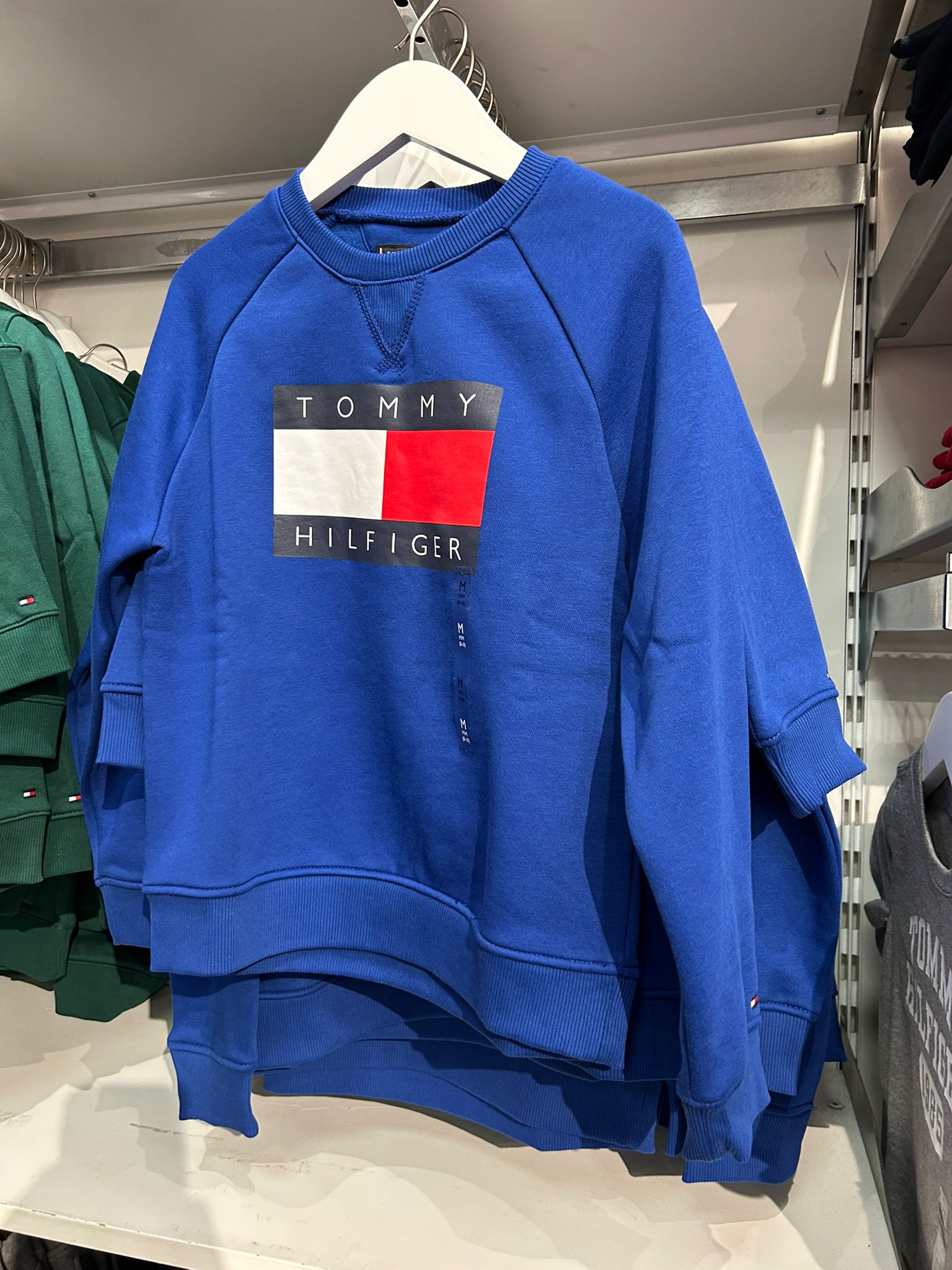 BOY Tommy Flag Logo Raglan Sleeve Sweatshirt Wedge Blue