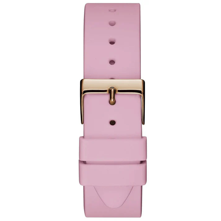 GUESS Women's Solar Rose Gold Dial Pink Rubber Strap Watch