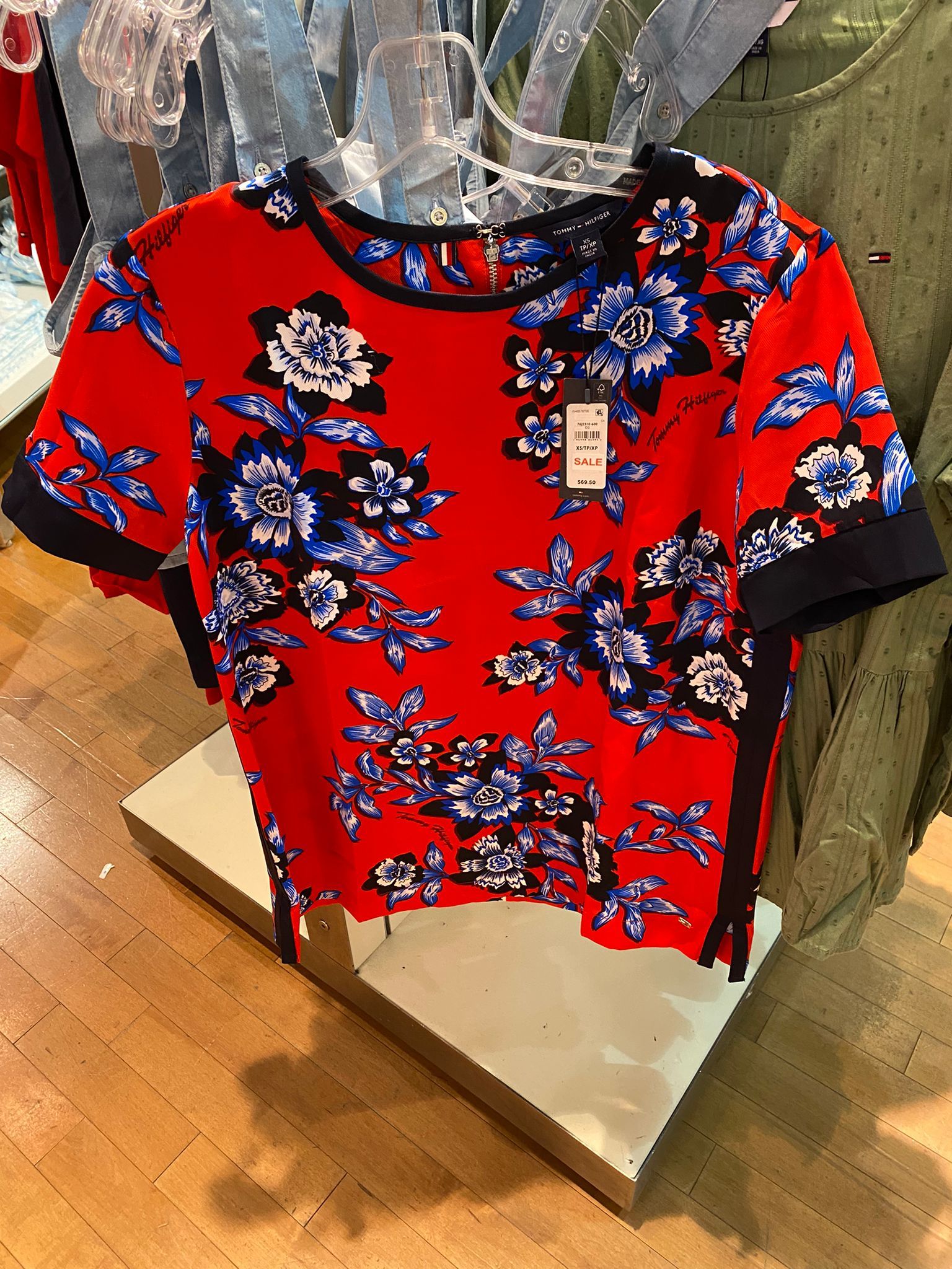 Tommy Hilfiger Women Red & Blue Floral Printed Top