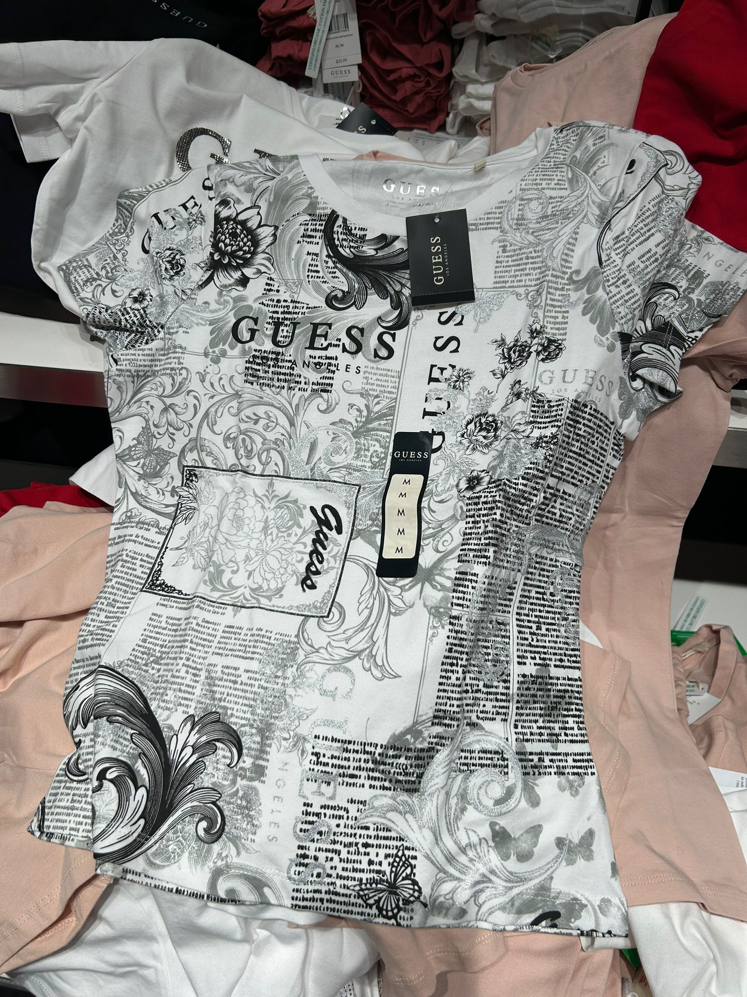 Guess Printed T-shirt newspaper-style