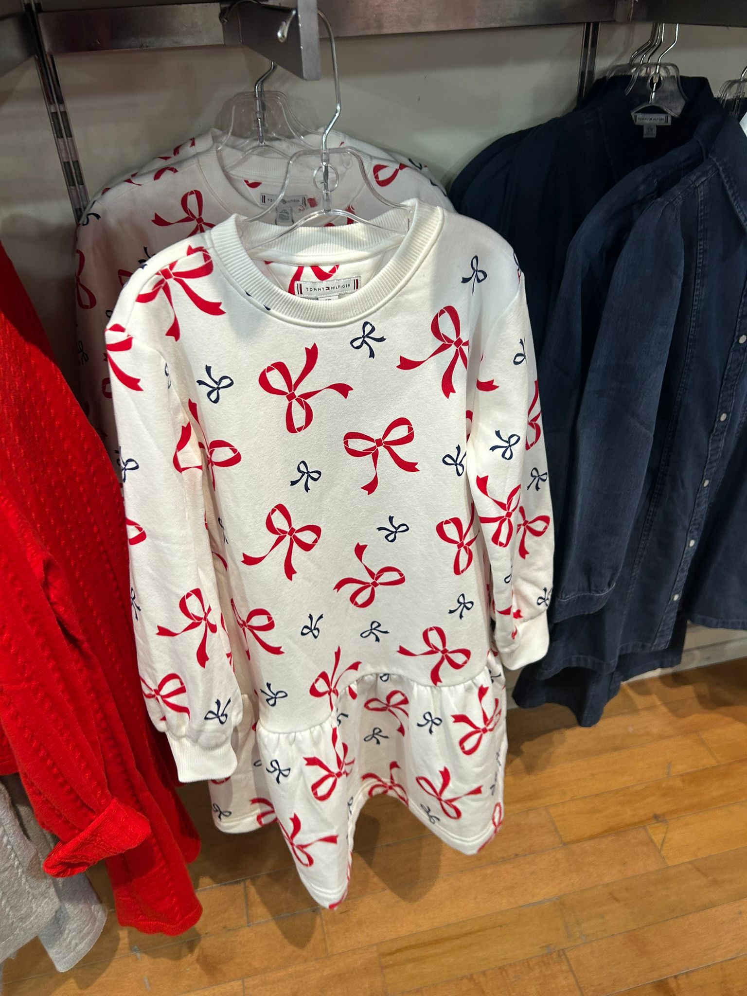 TOMMY Girls Kids' Allover Bow Print Sweatshirt Dress