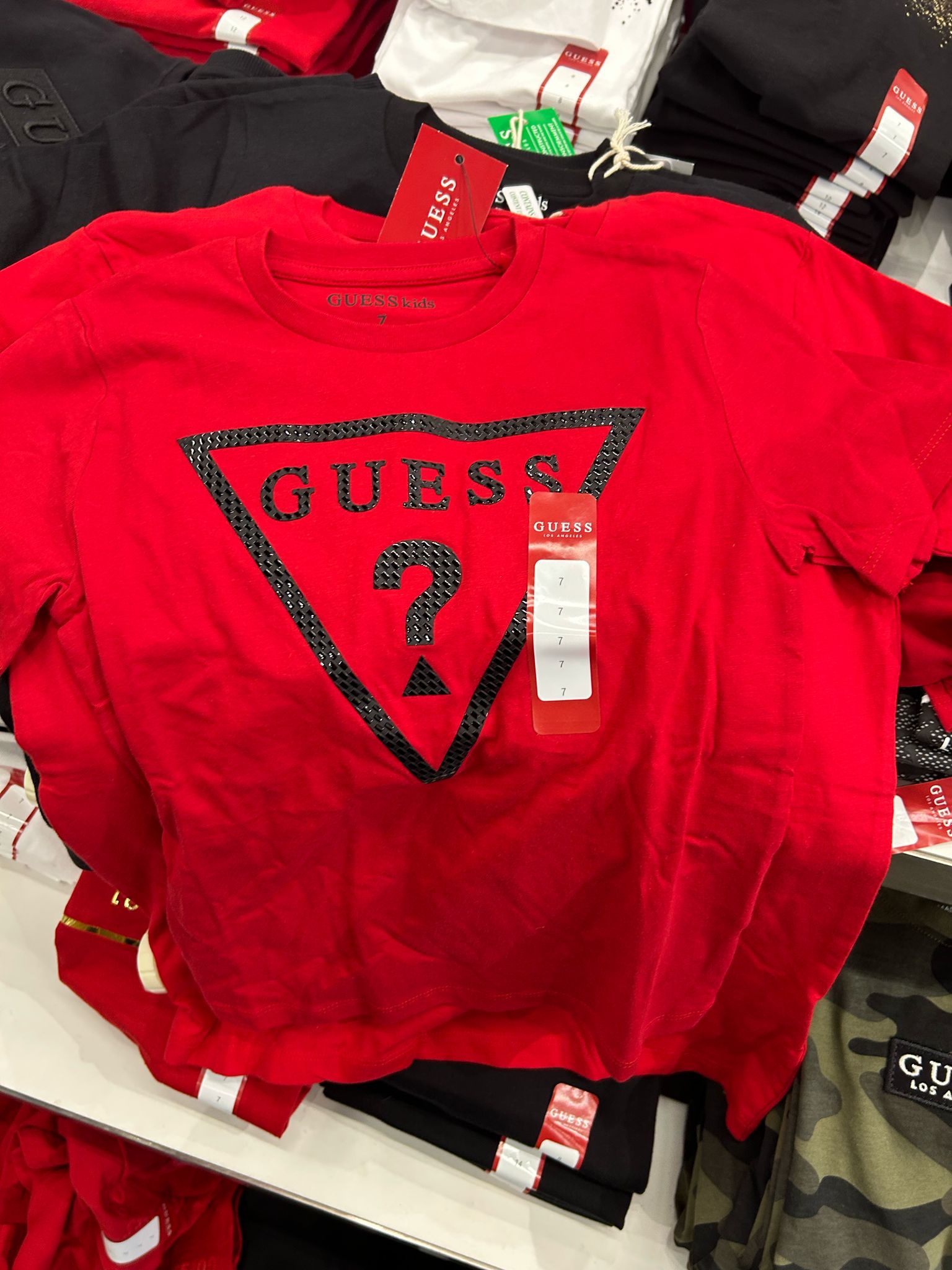 Guess Boys Erikk Logo Crewneck Tee (7-16)/ Red
