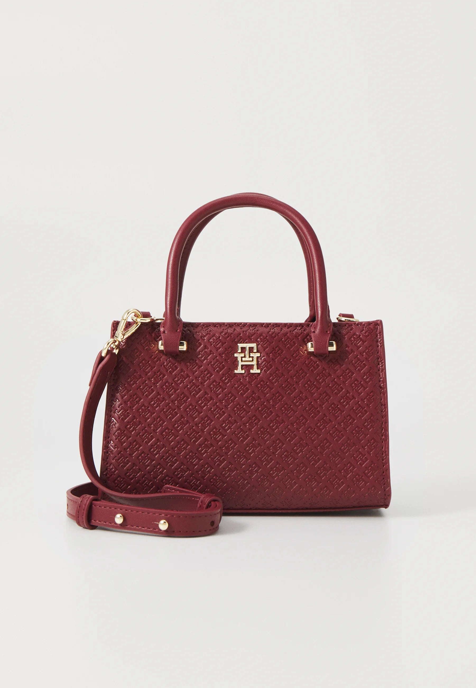 Womens' Tommy Monogram Embossed Small Tote raspberry truffle