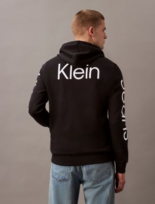 Calvin Klein Mens' Fleece Vertical Logo Classic Zip Hoodie (BLACK)