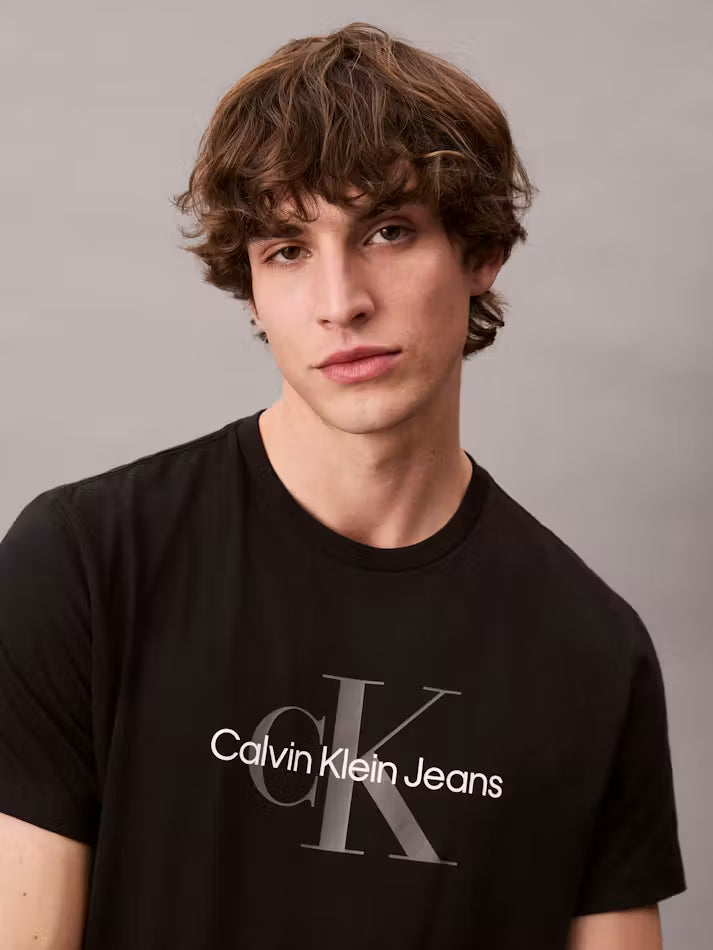 Calvin Klein Men's Monogram T-Shirt-Black-