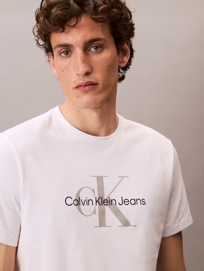 Calvin Klein Men's Monogram T-Shirt-White-
