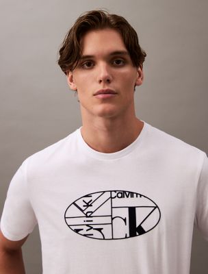 Calvin Klein Mens' Oval Logo Graphic Classic Crewneck T-Shirt