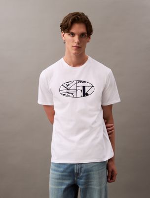 Calvin Klein Mens' Oval Logo Graphic Classic Crewneck T-Shirt