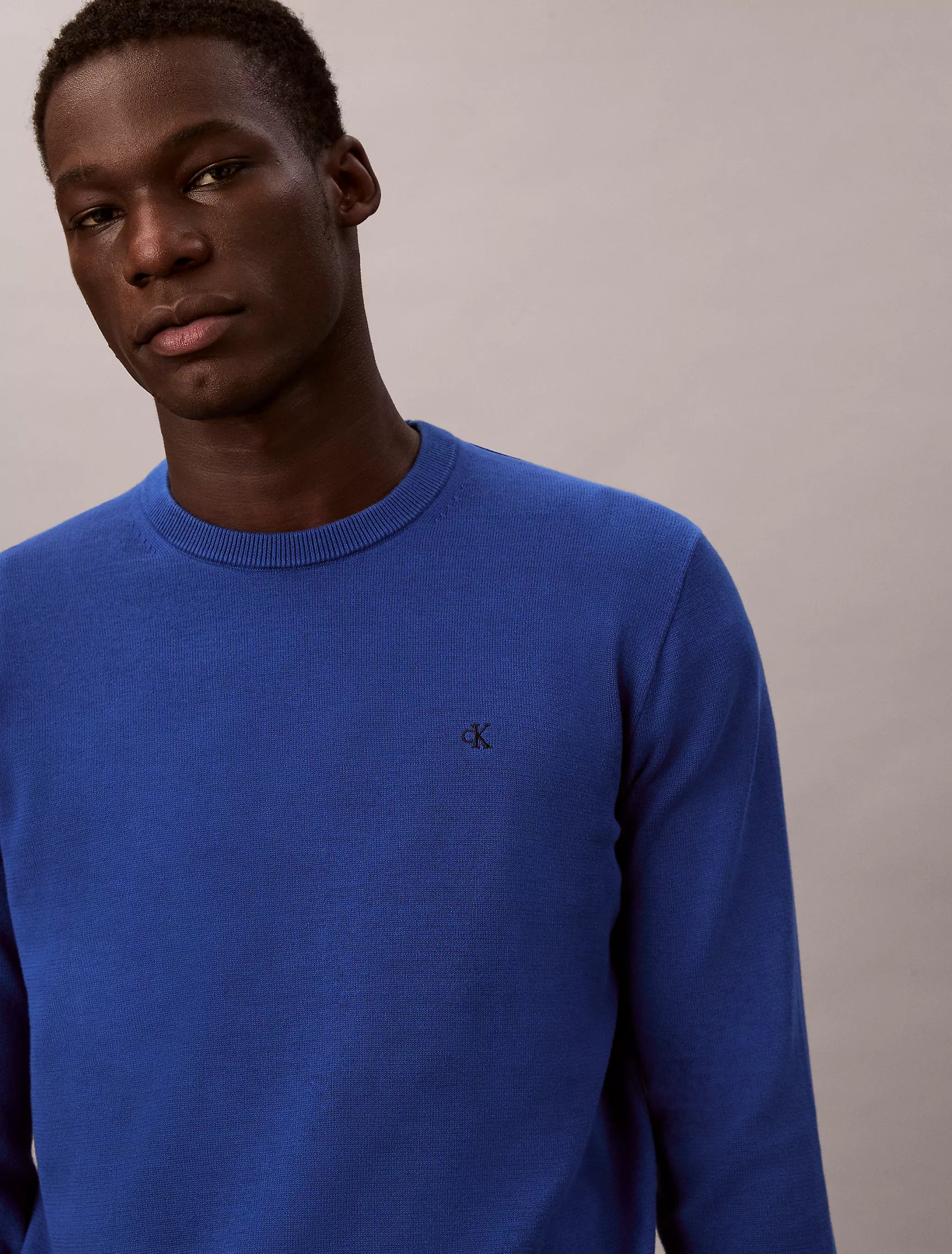 CALVIN KLEIN Mens' Smooth Cotton Sweater Admiral Blue