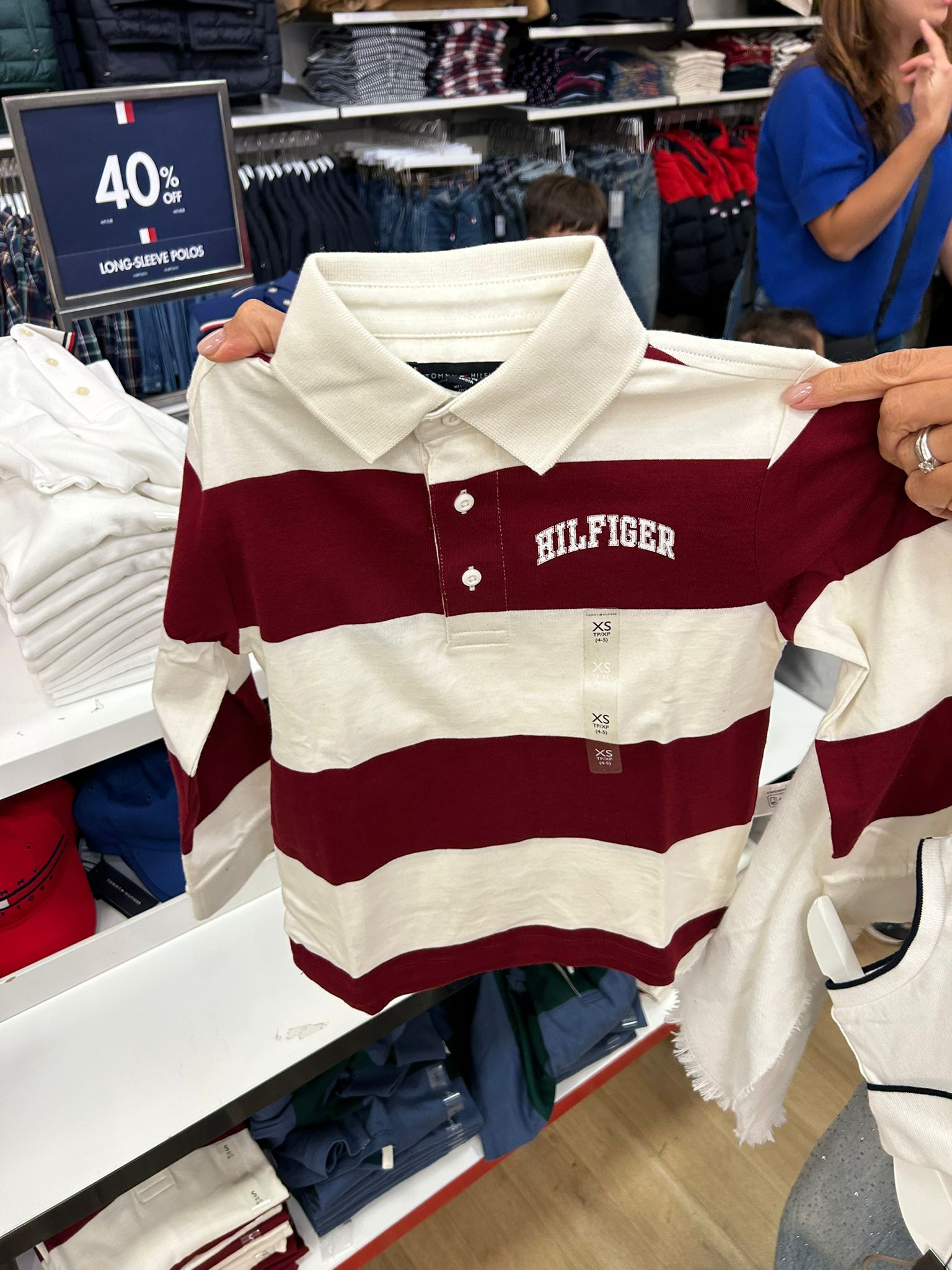 Boys' Tommy  Long-Sleeve Rugby Stripe Polo