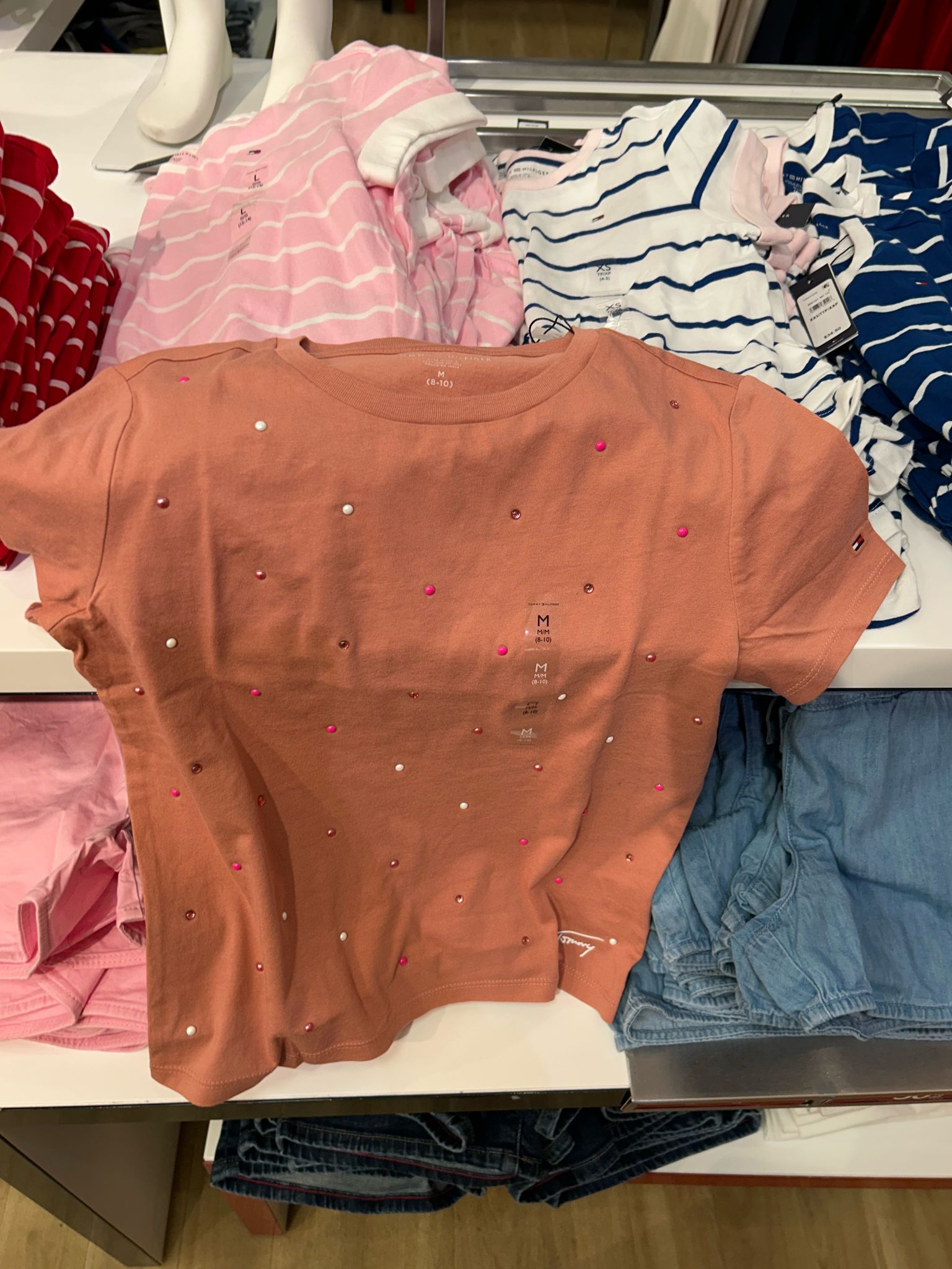 Tommy Hilfiger Girls Allover Dot T-Shirt/Teaberry Blossom