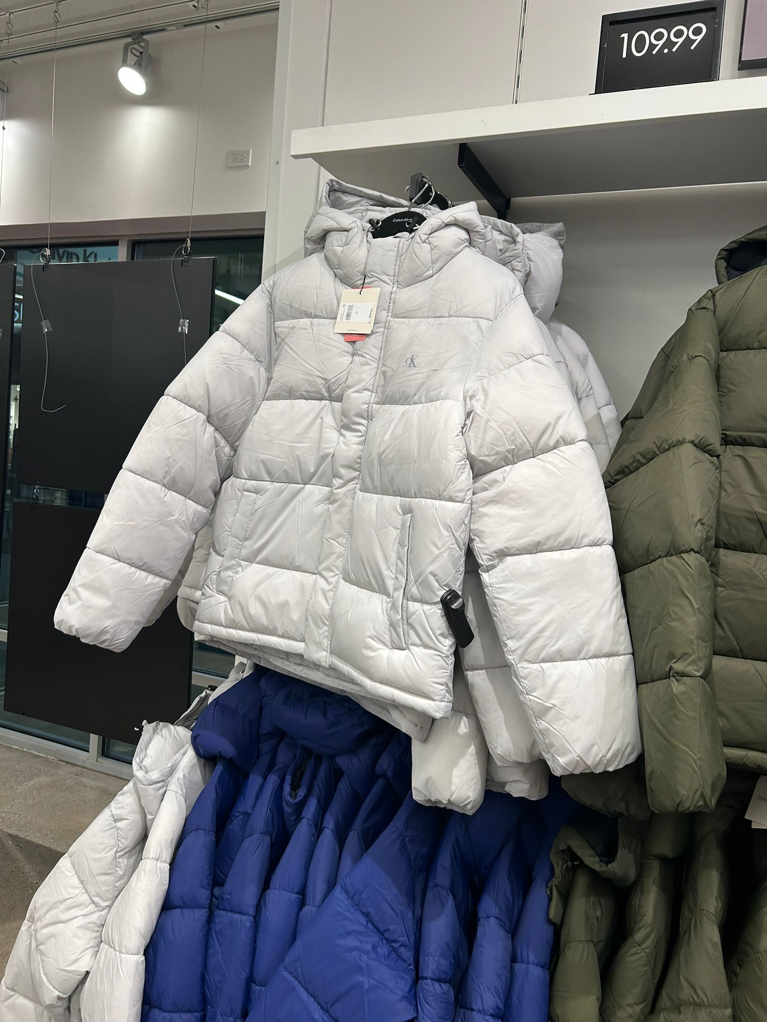 Calvin Klein Mens' Hooded Puffer Jacket Quiet Gray