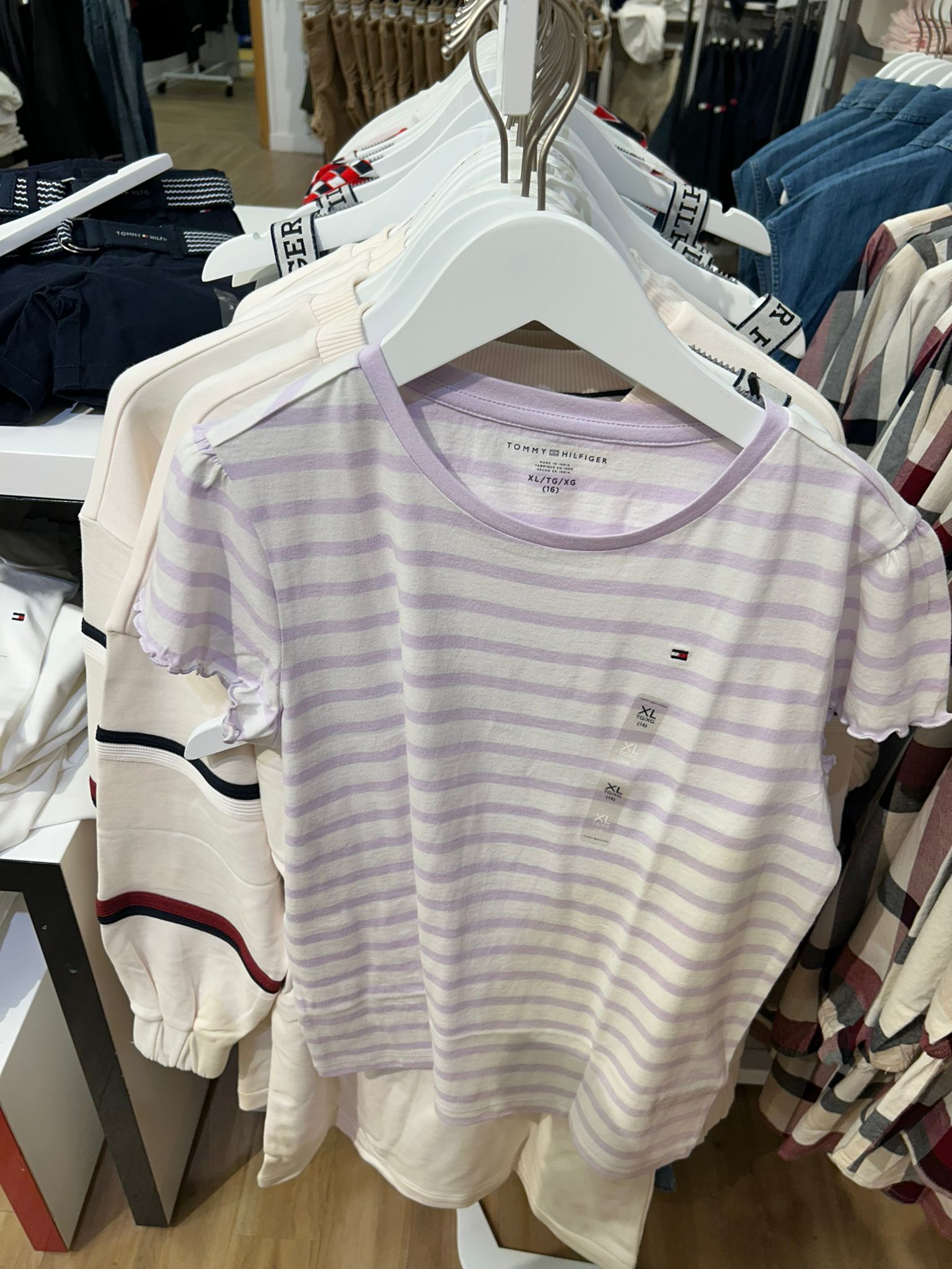 Tommy Hilfiger Kids' Stripe Ruffle T-Shirt - Purple