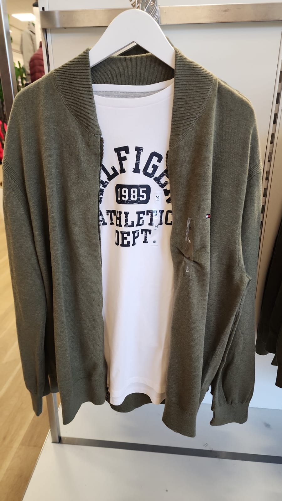 Tommy Mens' Cotton Zip Baseball Cardigan/