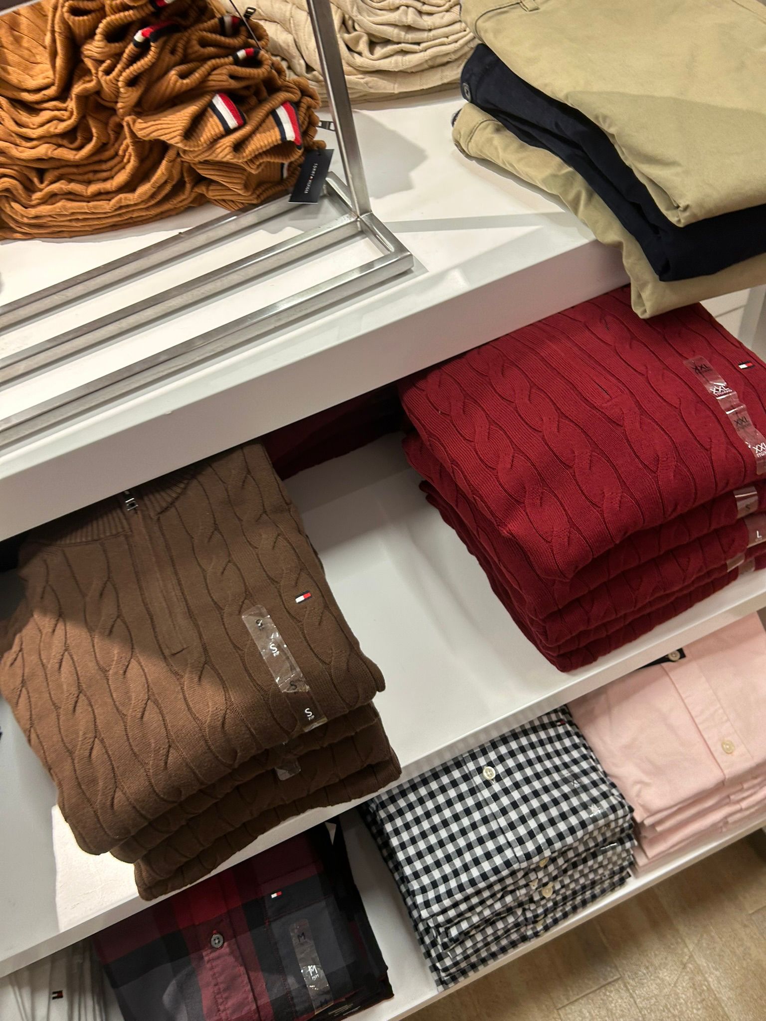 Mens' Tommy Cable Knit Quarter-Zip Sweater Legacy Brown