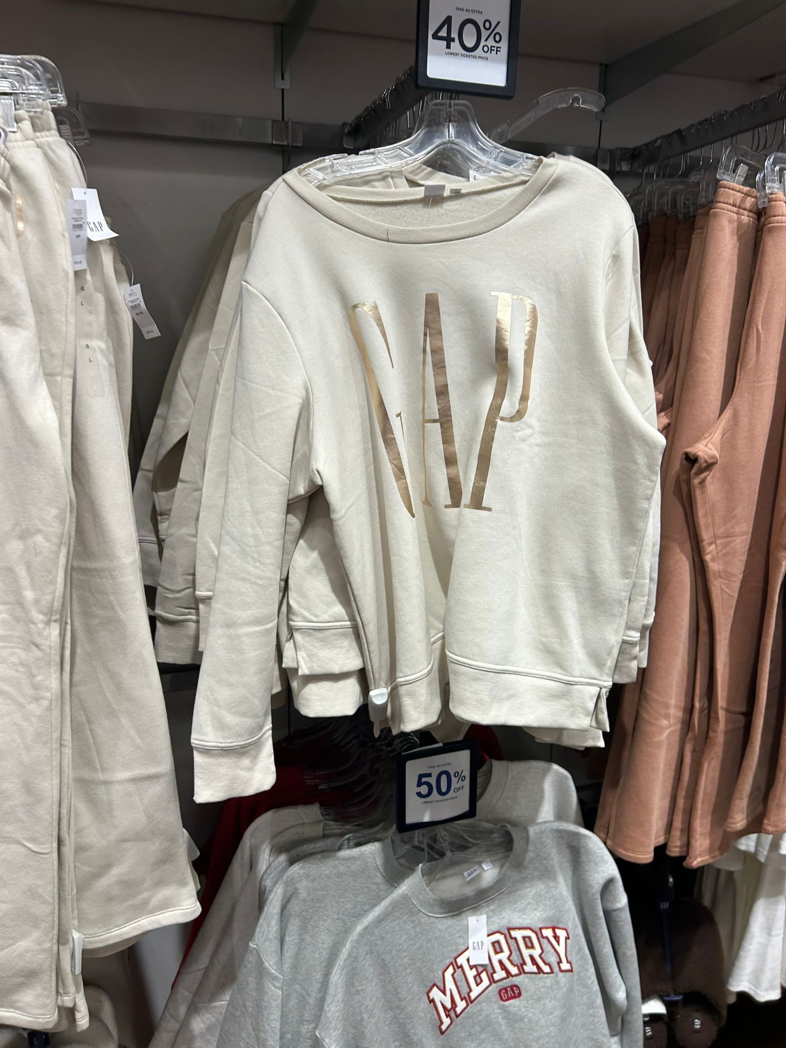 Womens' GAP Relaxed Gap Logo Sweatshirt Bright Tan Chino