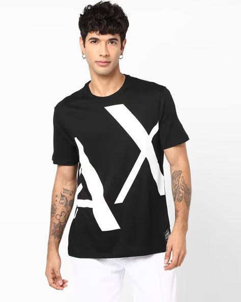 ARMANI EXCHANGE MENS' Logo Print Regular Fit T-shirt /BLACK