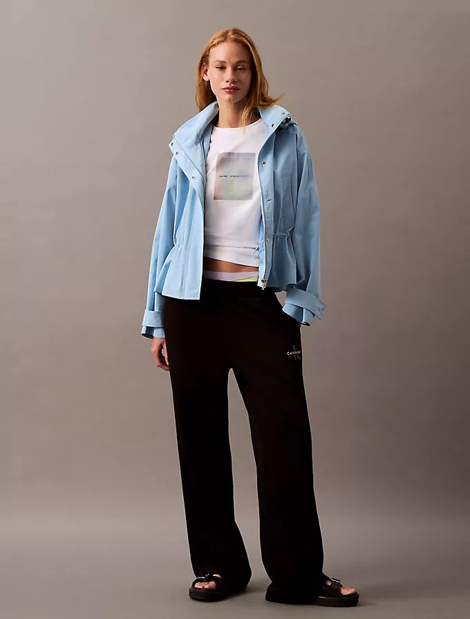 Calvin Klein Womens' Monogram Logo Fleece Wide Leg Sweatpants