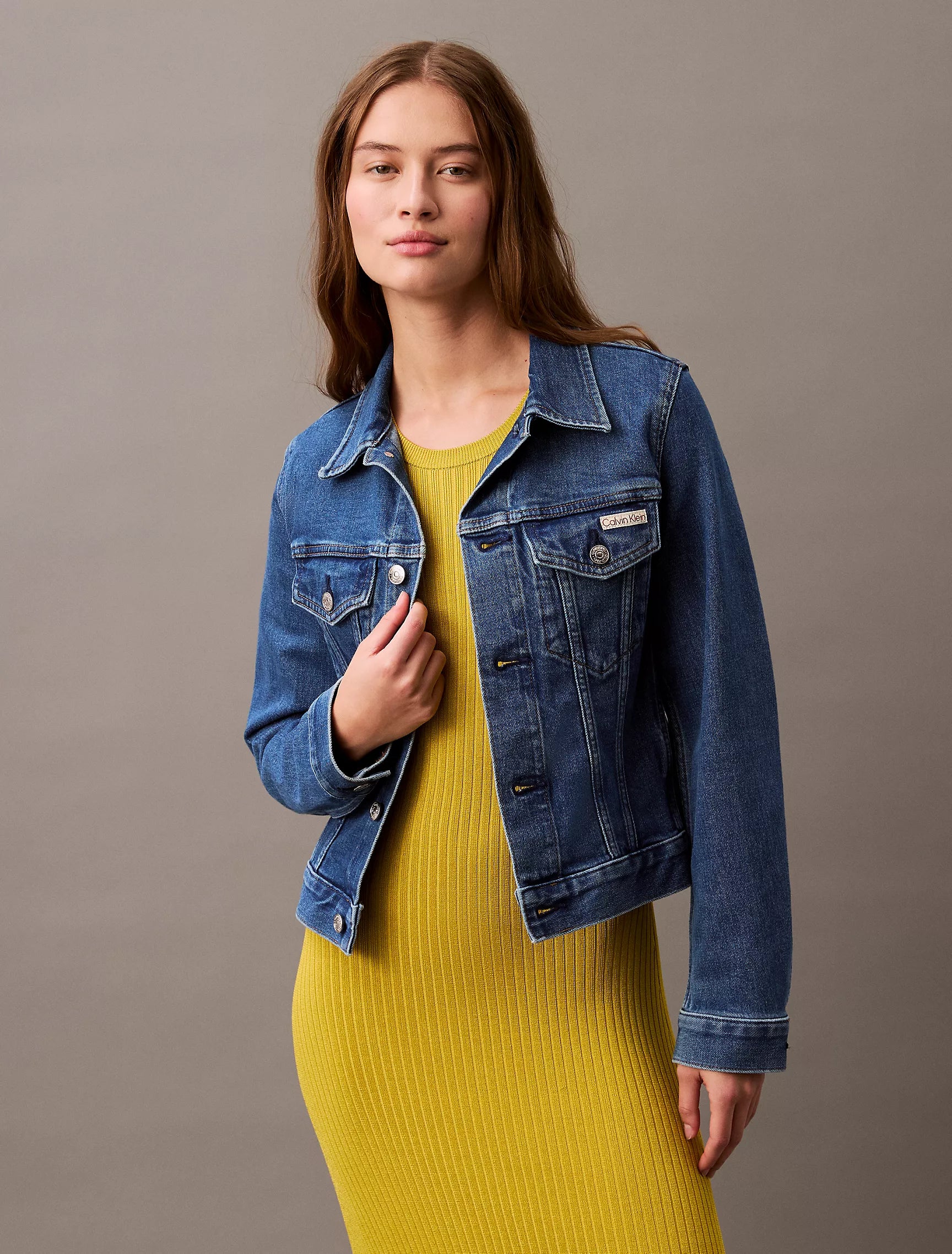 Calvin Klein WOMENS' Classic Trucker Jacket Runaway Blue