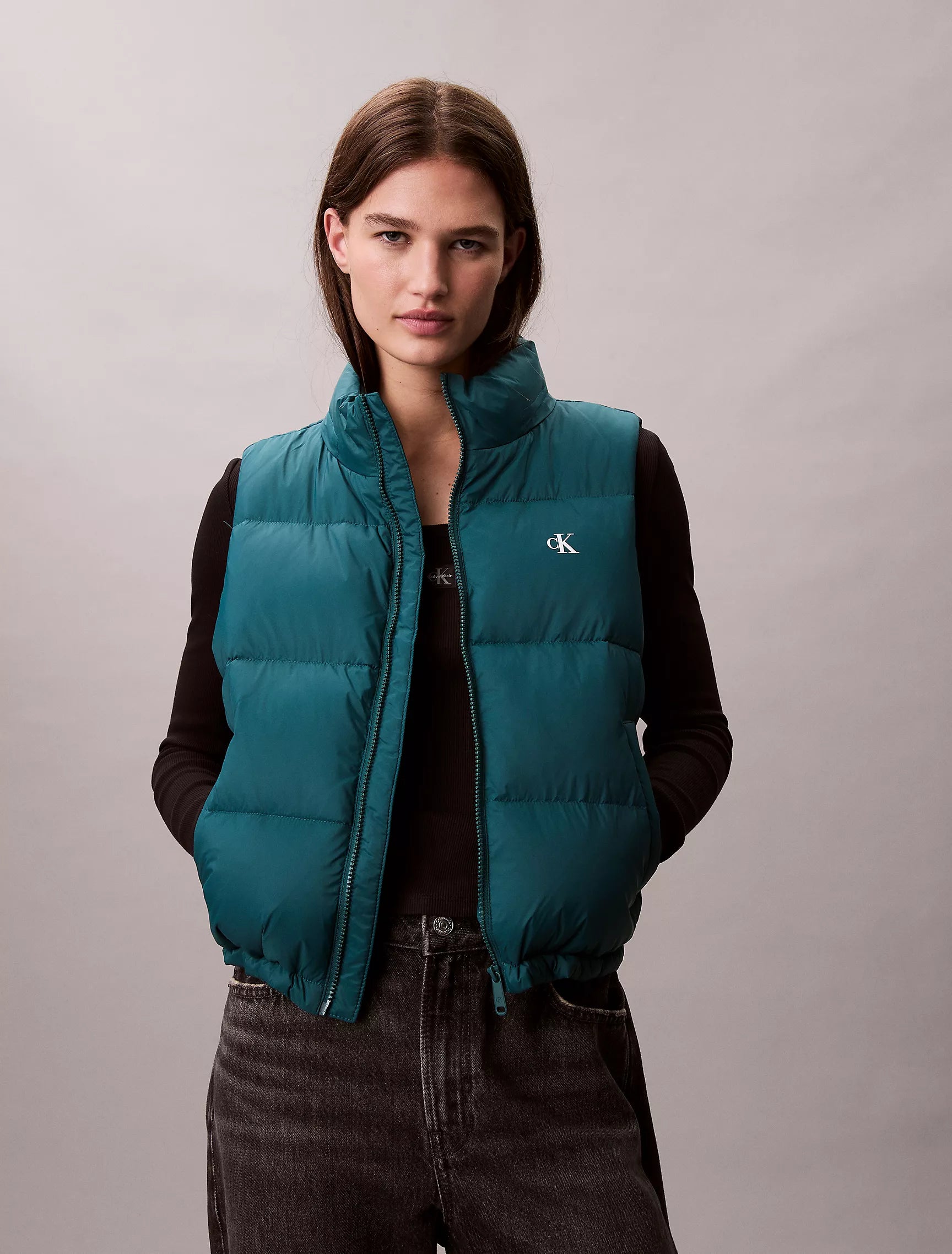 Calvin Klein Womens' Nylon Monogram Puffer Vest