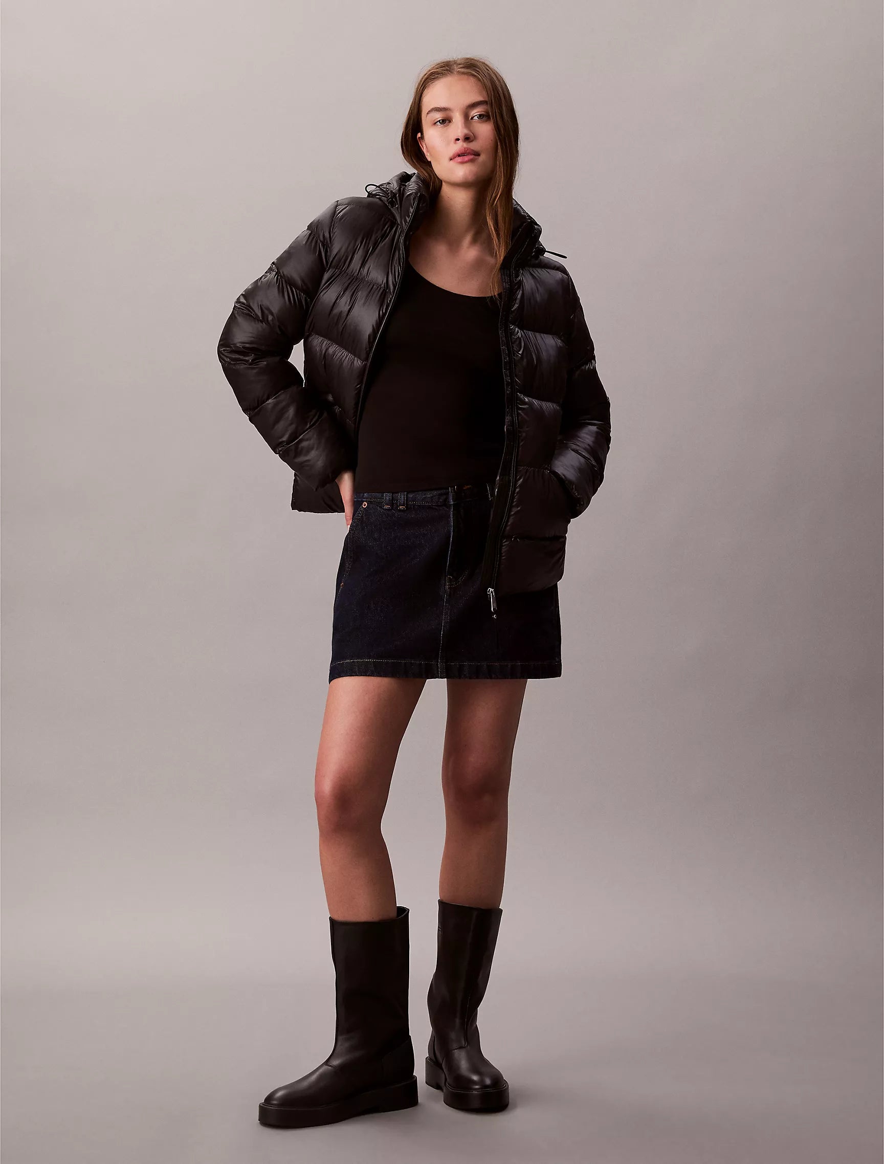 Calvin Klein Womens' Slim Puffer Jacket Black