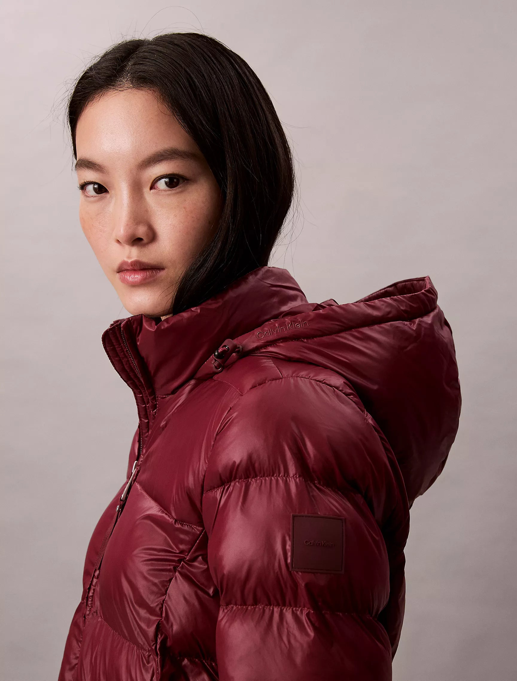 Calvin Klein Womens' Slim Puffer Jacket Windsor Wine