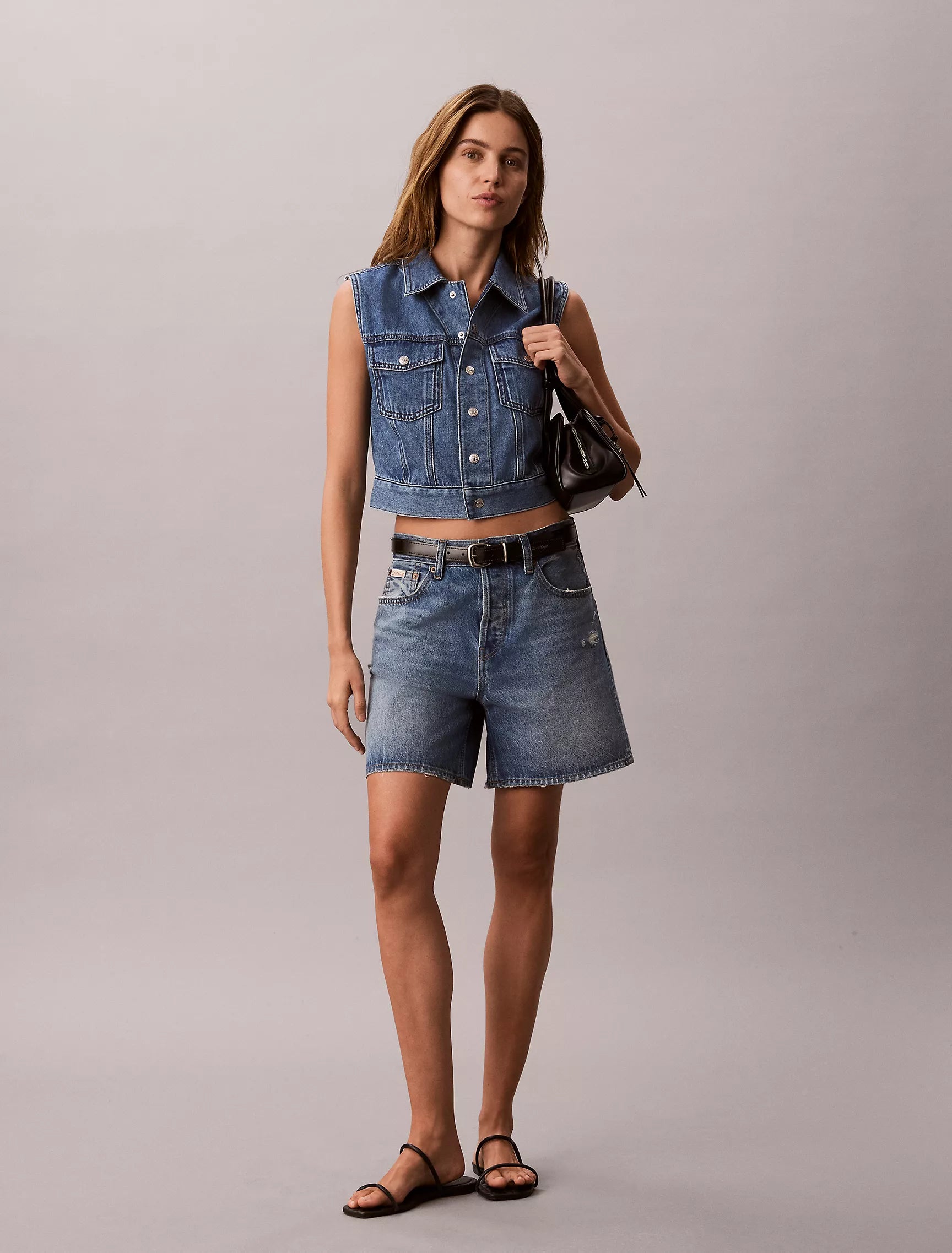 Calvin Klein Women's Denim Sleeveless Vest-Blue July