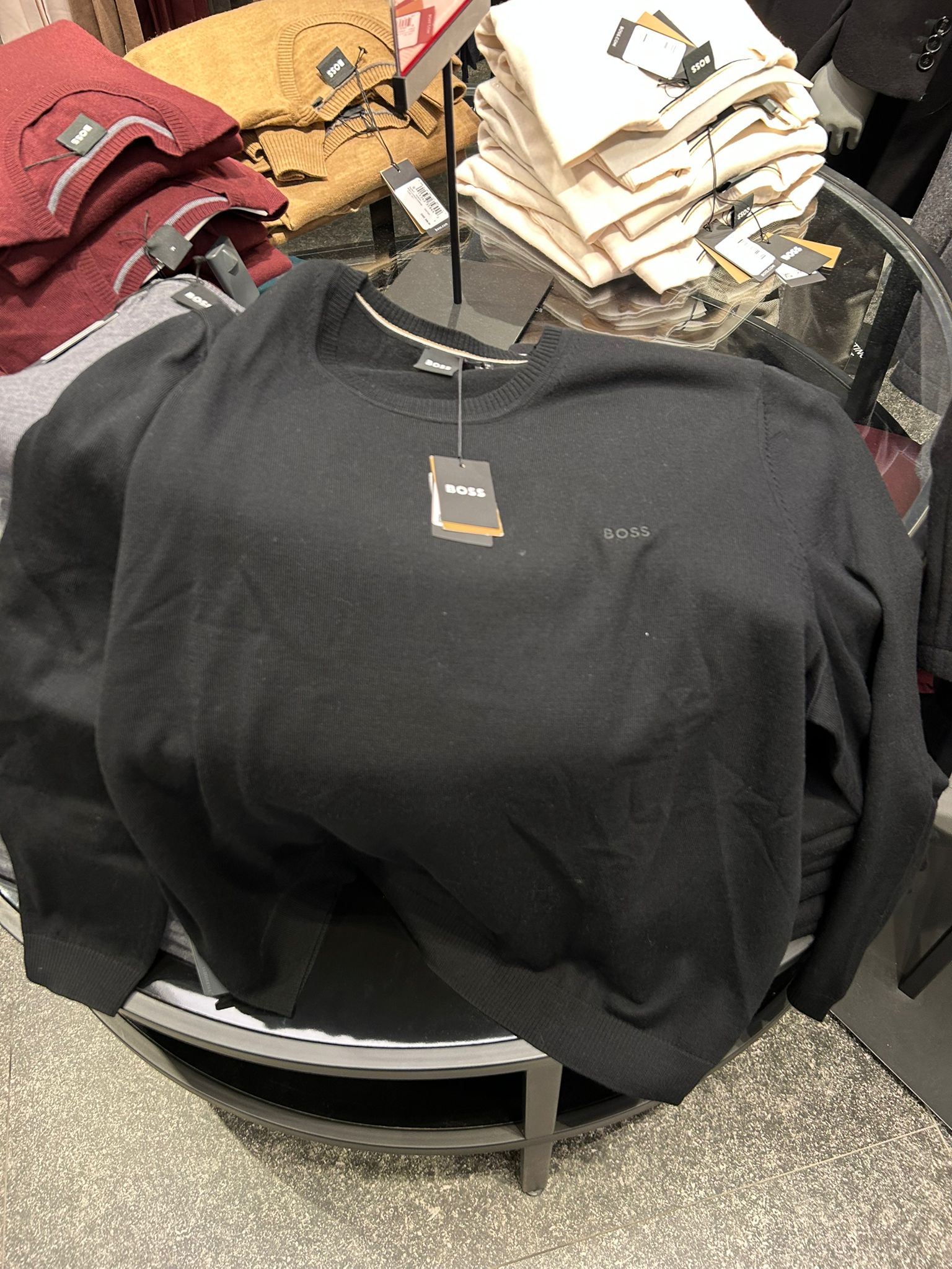 MENS' BOSS Regular-fit sweater in extra-fine merino / BLACK