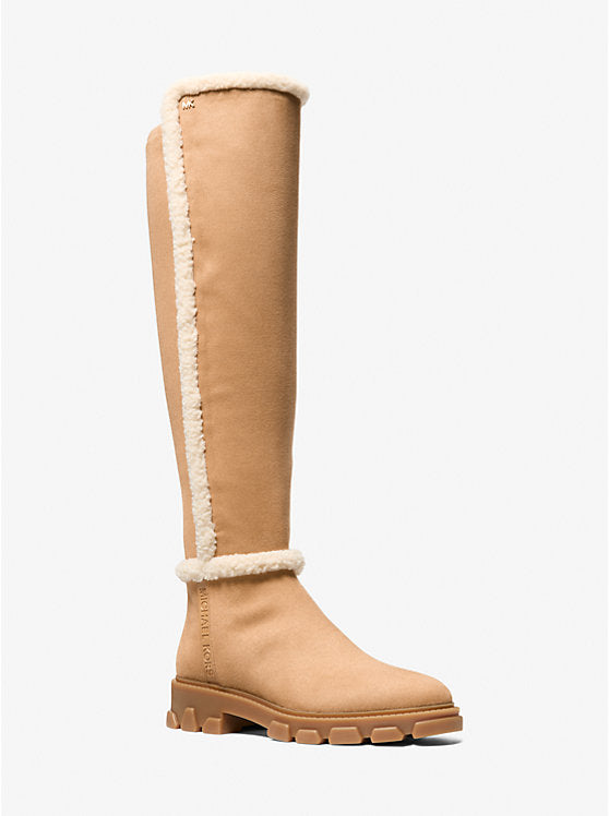 Michael Kors Womens' Ridley riding boot with faux shearling trim