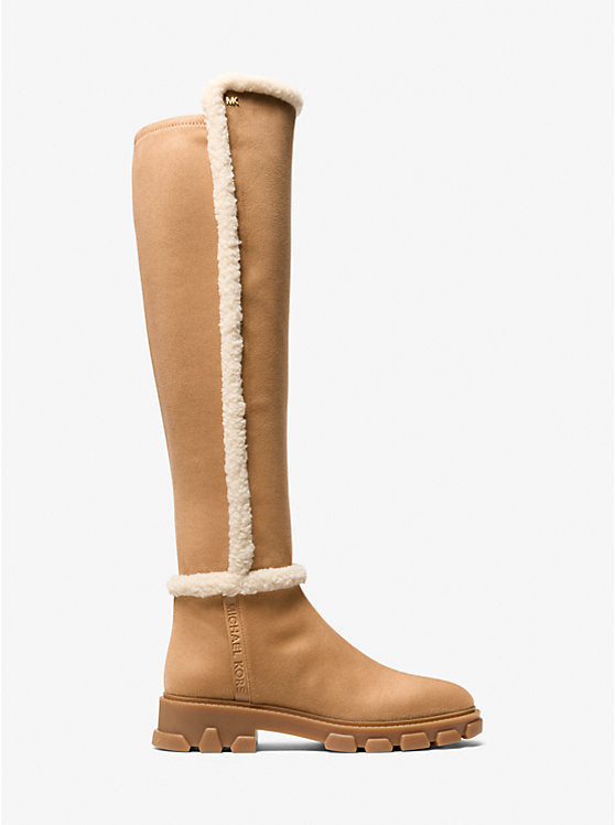 Michael Kors Womens' Ridley riding boot with faux shearling trim