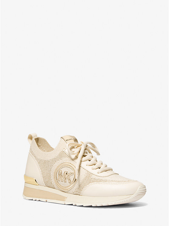 Michael Kors WOMENS' Jenkins Metallic Stretch Knit Trainer beige
