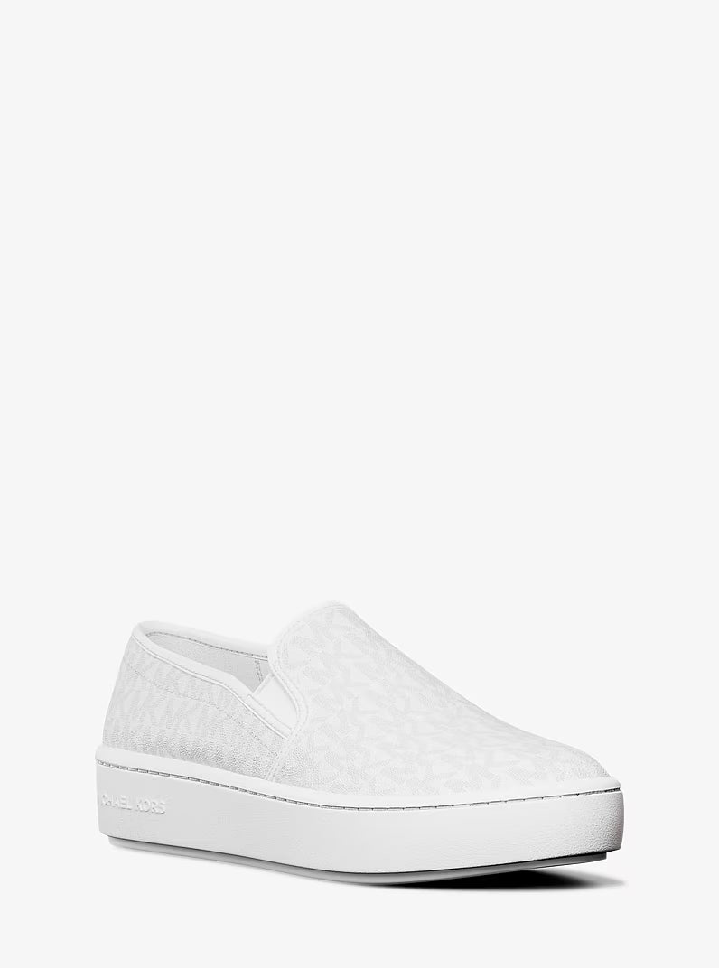 Michael Kors Outlet Teddi Signature Logo Slip-On Sneaker - White