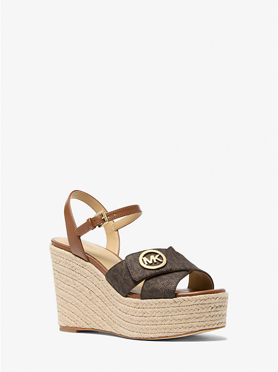 Michael Kors Womens' Hannah Signature Logo Wedge Sandal