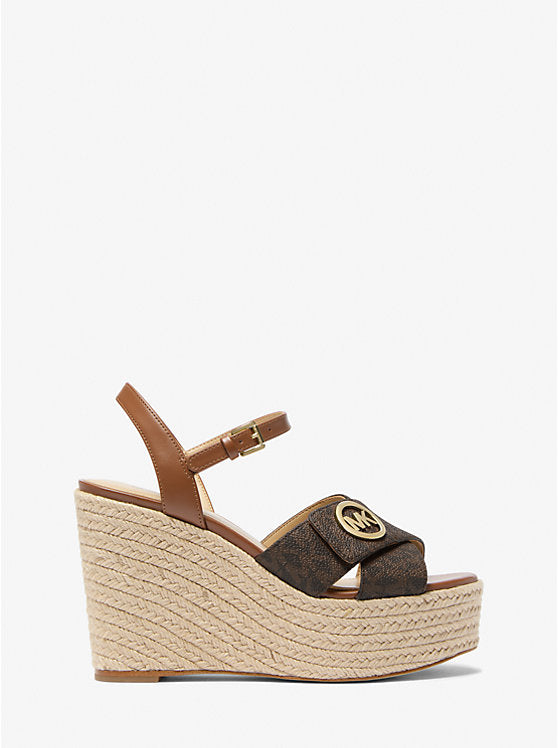 Michael Kors Womens' Hannah Signature Logo Wedge Sandal