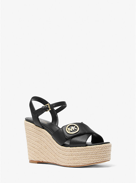 Michael Kors Womens' Hannah Metallic Nylon Blend Wedge Sandal Black