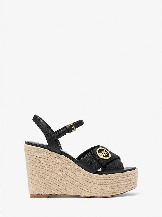 Michael Kors Womens' Hannah Metallic Nylon Blend Wedge Sandal Black