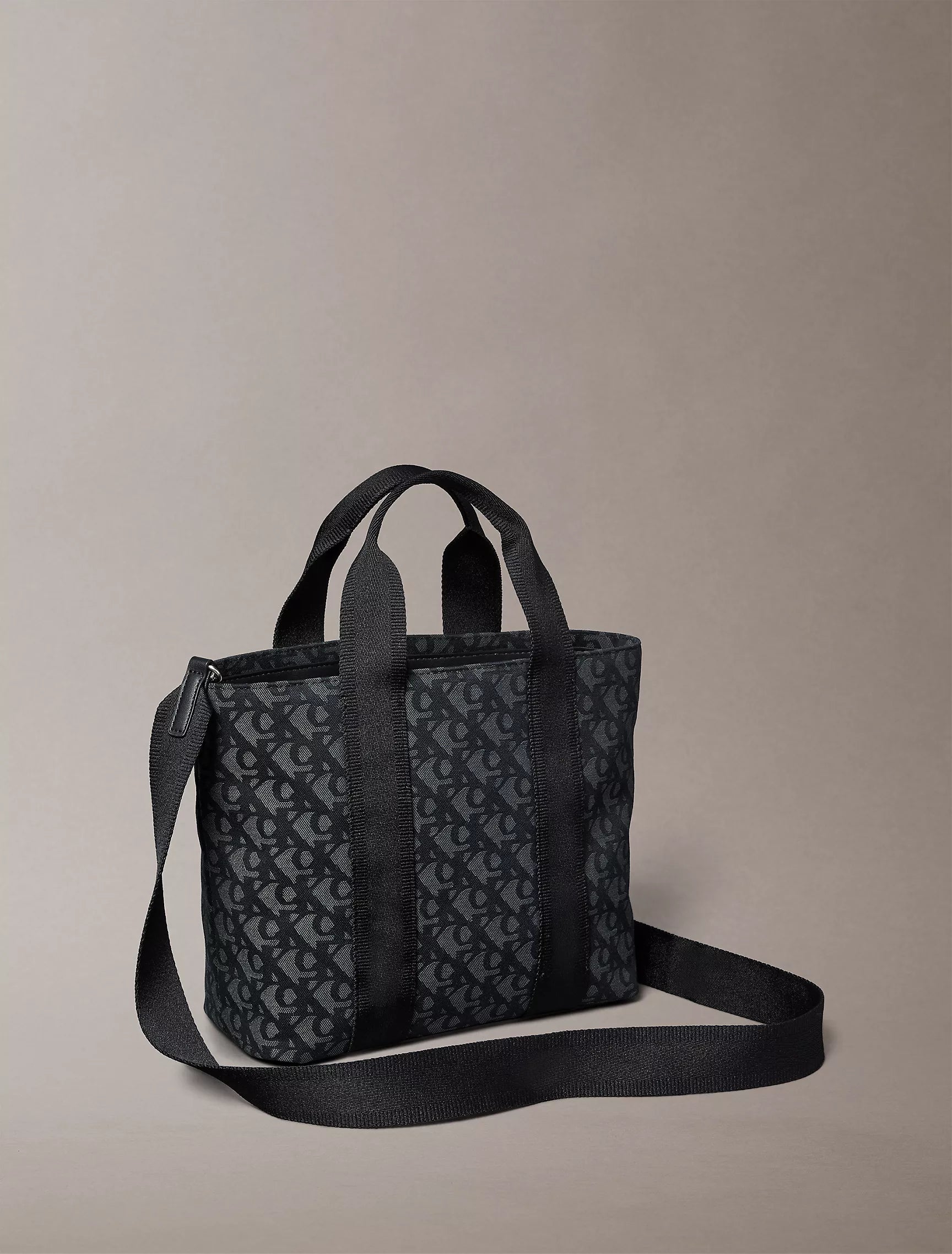 Calvin Klein Womens' Ultralight Logo Jacquard Mini Tote Bag Black / Grey