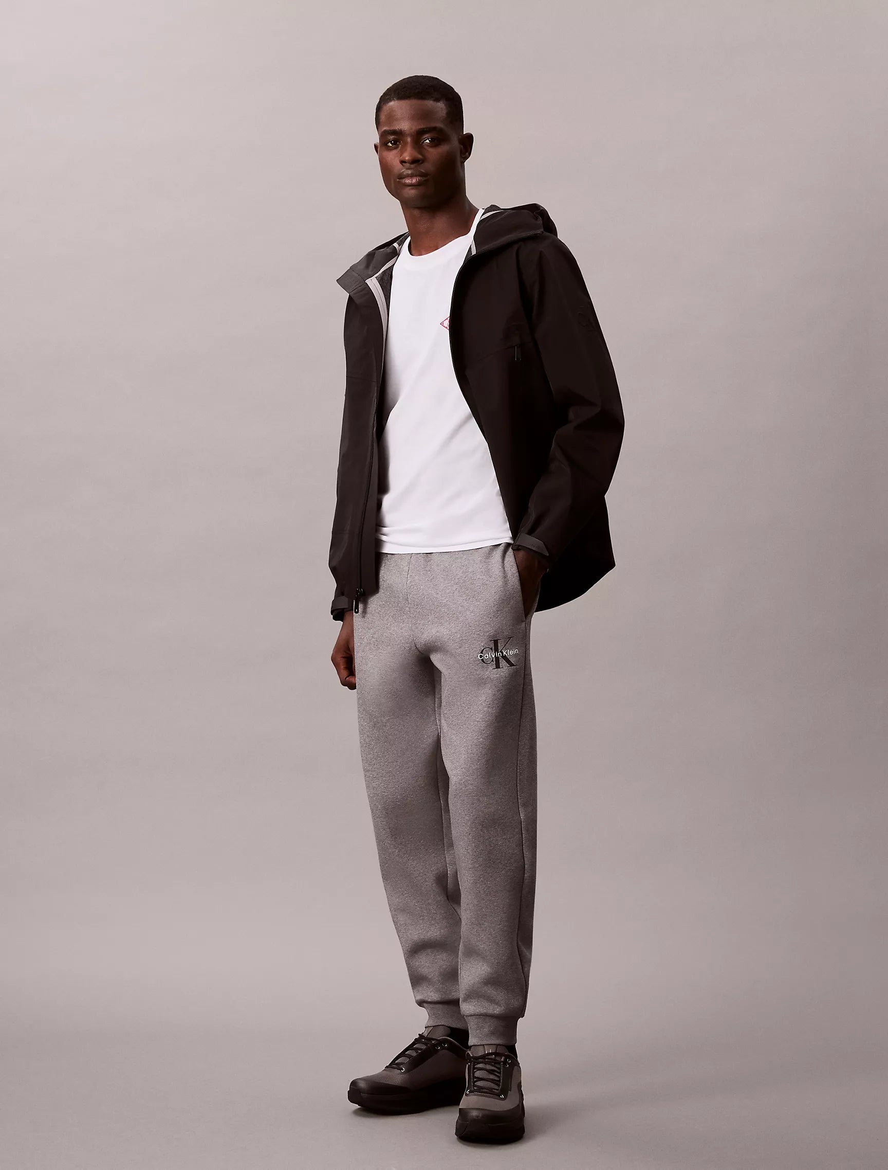 CALVIN KLEIN Mens' Monologo Fleece Joggers Grey Heather