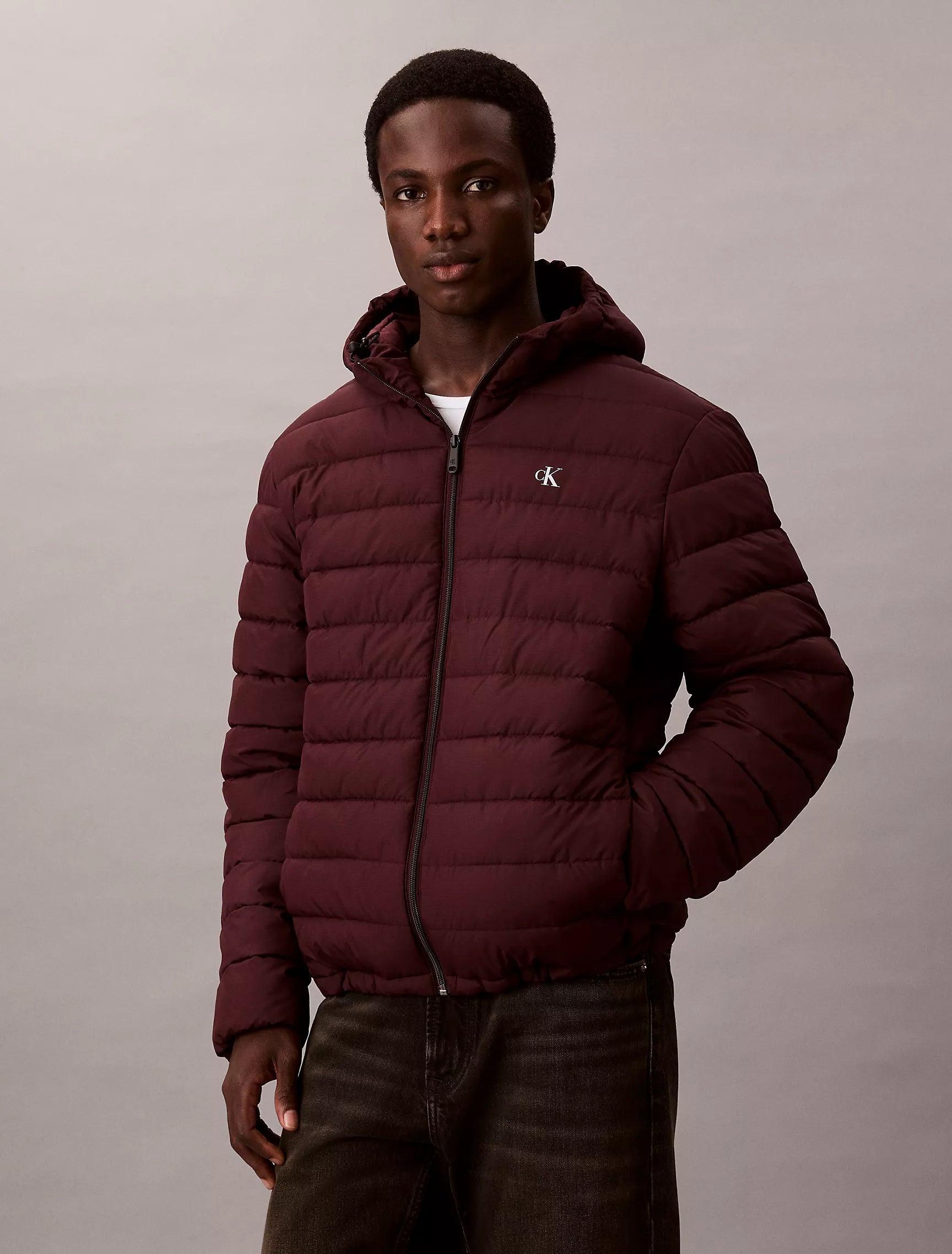 Calvin Klein Mens' Ripstop Packable Puffer Jacket Moroccan Brown