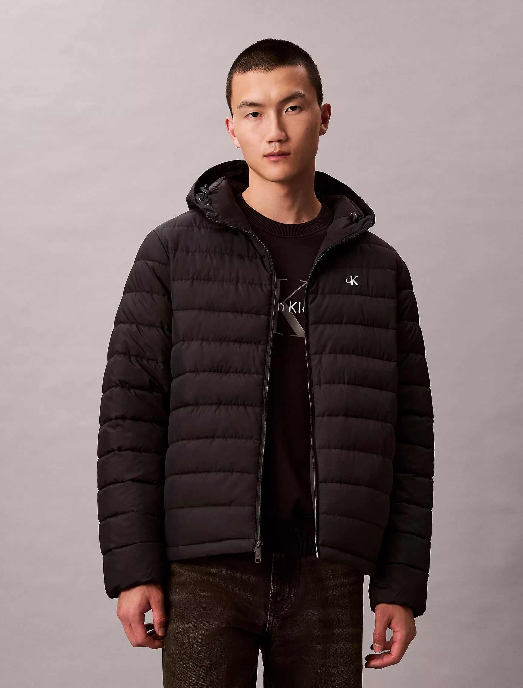 Calvin Klein Mens' Ripstop Packable Puffer Jacket (BLACK)