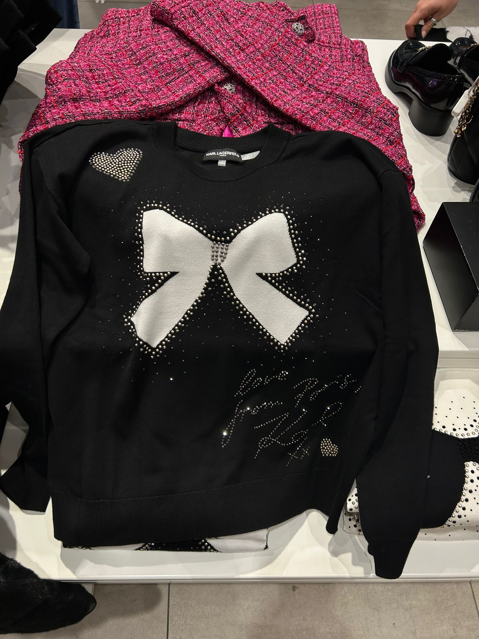 Karl Lagerfeld Paris Womens' WHIMSY BOW SWEATER BLACK