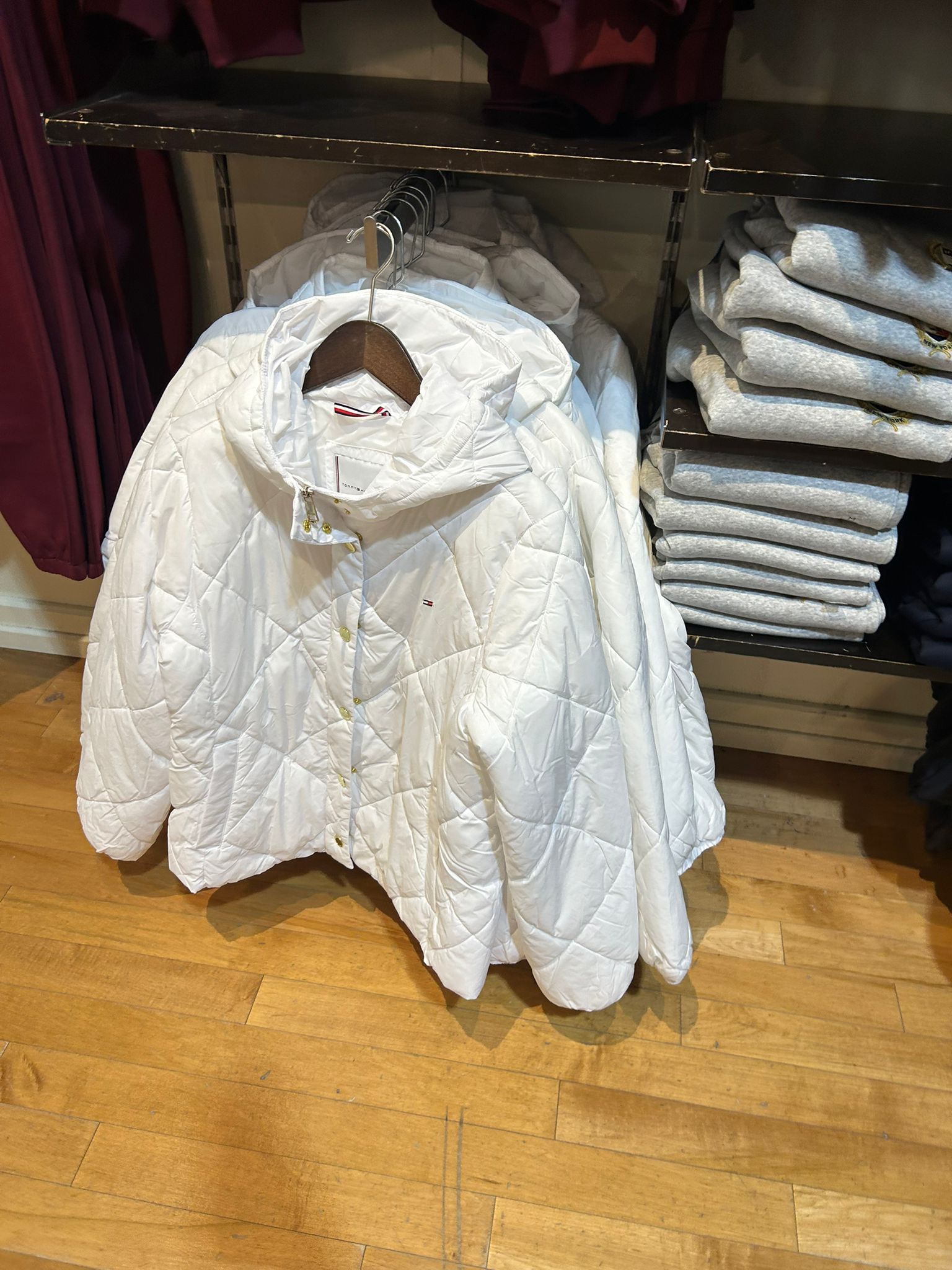 Tommy WOMENS' Hooded Padded Quilted Jacket White